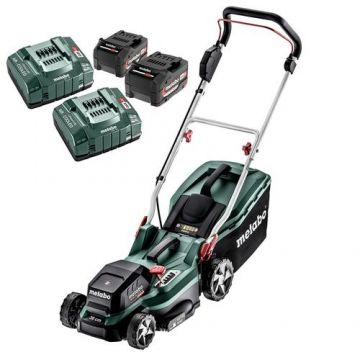 Masina gazon Metabo RM 36-18 LTX BL36 cu acumulatori, latime lucru 36 cm, volum cos 45 l, Acumulatori 2 x 18V / 5.2 Ah, Incarcator 2 x ASC 55 inchAir cooledinch