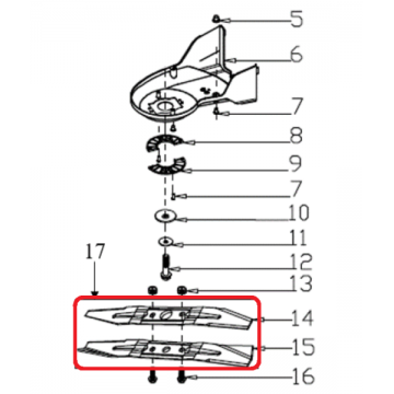 Cutit taiere dublu RURIS , pentru masina de tuns gazonul Ruris RX400S