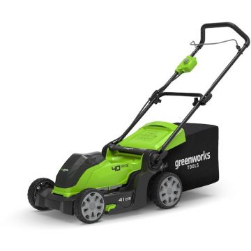 GREENWORKS Mașină de tuns iarba cu acumulator Greenworks G40LM41, Li-Ion 40 V, 41 cm, , funcție de mulcire și tundere 2 în 1, 50 l, , fără baterie și încărcător, 2504707