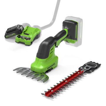 GREENWORKS Set foarfeca pentru iarba si arbusti 2 in 1 Greenworks G24SHTK2
