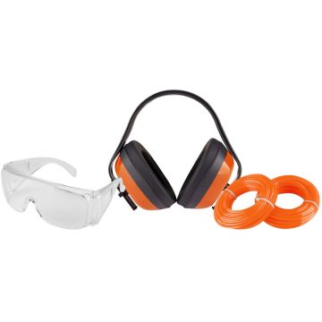 Kit accesorii motocoasa: ochelari, casti protectie, 2 role fir nylon, EvoTools 681112