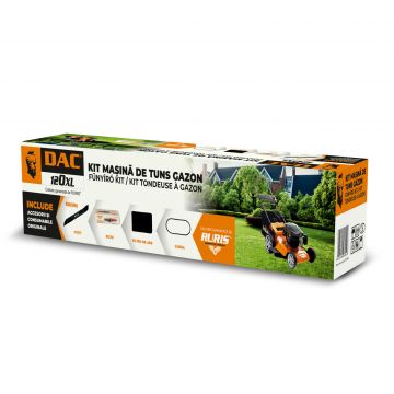 Kit masina de tuns gazon dac120xl,cutit functie mulching, curea, filtru aer, bujie, kit surub