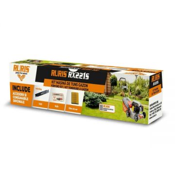 Kit Masina de Tuns Gazon RURIS RX 221s ,Cutit Functie Mulching, Filtru aer, Bujie, Kit Surub