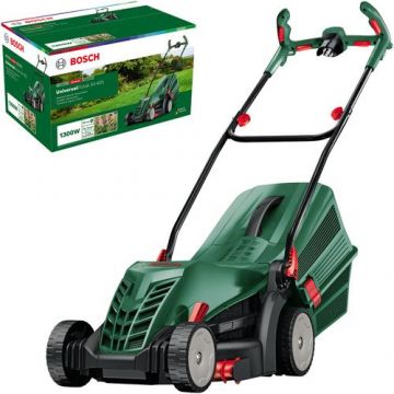 Masina de tuns iarba electrica Bosch UniversalRotak 34-405, latime taiere 34 cm, 5 trepte de taiere,  40 L (Verde/Negru)