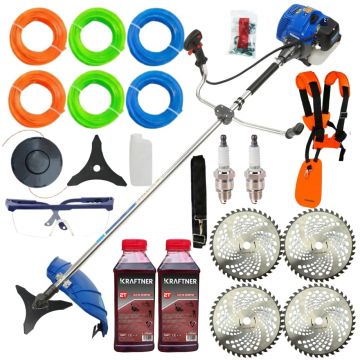 *8.5CP* CU 21ACCESORII, Motocoasa pe benzina in 2t timpi, 12.000rpm, 58cc, model 2026, easy-start, Fresco Power by ItalianTech