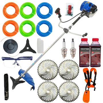 *8.5CP* CU 21ACCESORII, Motocoasa pe benzina in 2t timpi, 12.000rpm, 58cc, model 2026, easy-start, Fresco Power by ItalianTech