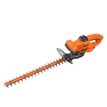 Black&nbsp;&&nbsp;Decker Foarfeca electrica pentru tuns gard viu Black & Decker BEHT201-QS, putere 420 W, lungime lama 45 cm, grosime taiere 16 mm, maner T si protector de mana transparent, pentru gard viu mic, Portocaliu-Negru