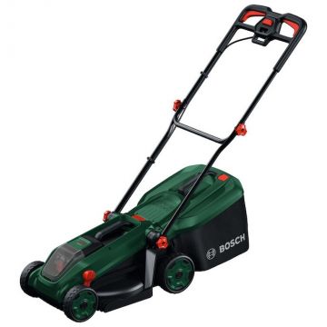 BOSCH Masina de tuns iarba/gazon pe acumulator Bosch ROTAK18V-34, 18 V, latime taiere 34 cm, inaltime taiere 25-65 mm, 5 trepte de taiere, motor brushless, sac colector 35 l, fara incarcator/acumulator in setul de livrare
