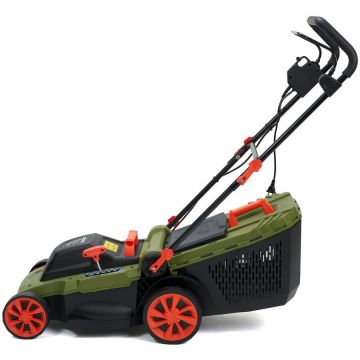 HEINNER Masina de tuns gazon/iarba electrica Heinner AMGE021, putere 1600 W, 3500 rpm, latime taiere 36 cm, inaltime taiere 25 - 75 mm, sac colector 45 l, Negru-verde