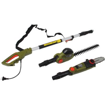 HEINNER Unealta electrica multifunctionala 2 in 1 pentru gradina Heinner VMT001,drujba/motofierastrau 750 W,trimmer gard viu 550 W,maner telescopic 128 - 197 cm, Verde