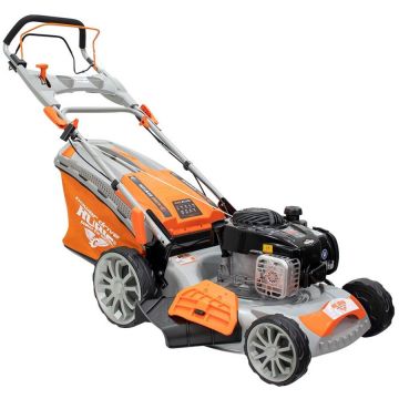 Ruris Masina de tuns iarba, pe benzina, Ruris RX333S, 3 CP, 140 CC, latime de lucru 46 cm, inaltime taiere 25-75 mm, sac colector 65 litri, Gri-Portocaliu