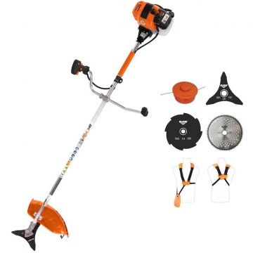 Ruris Motocoasa de tuns iarba pe benzina Ruris DAC 510, putere 3.5 CP, 62 cm3, motor Tez, 2 timpi, diametru taiere 21 cm, bobina fir, disc 3 lame, disc 8 dinti, disc 80 dinti Vidia