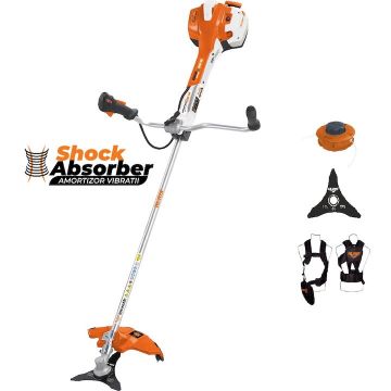 Ruris Motocoasa Ruris RR460C, putere 3 CP, 46.5 cm3, 2 timpi, 255 mm latime taiere, pornire manuala, 1 l benzina, autocut, cutit cu 3 dinti